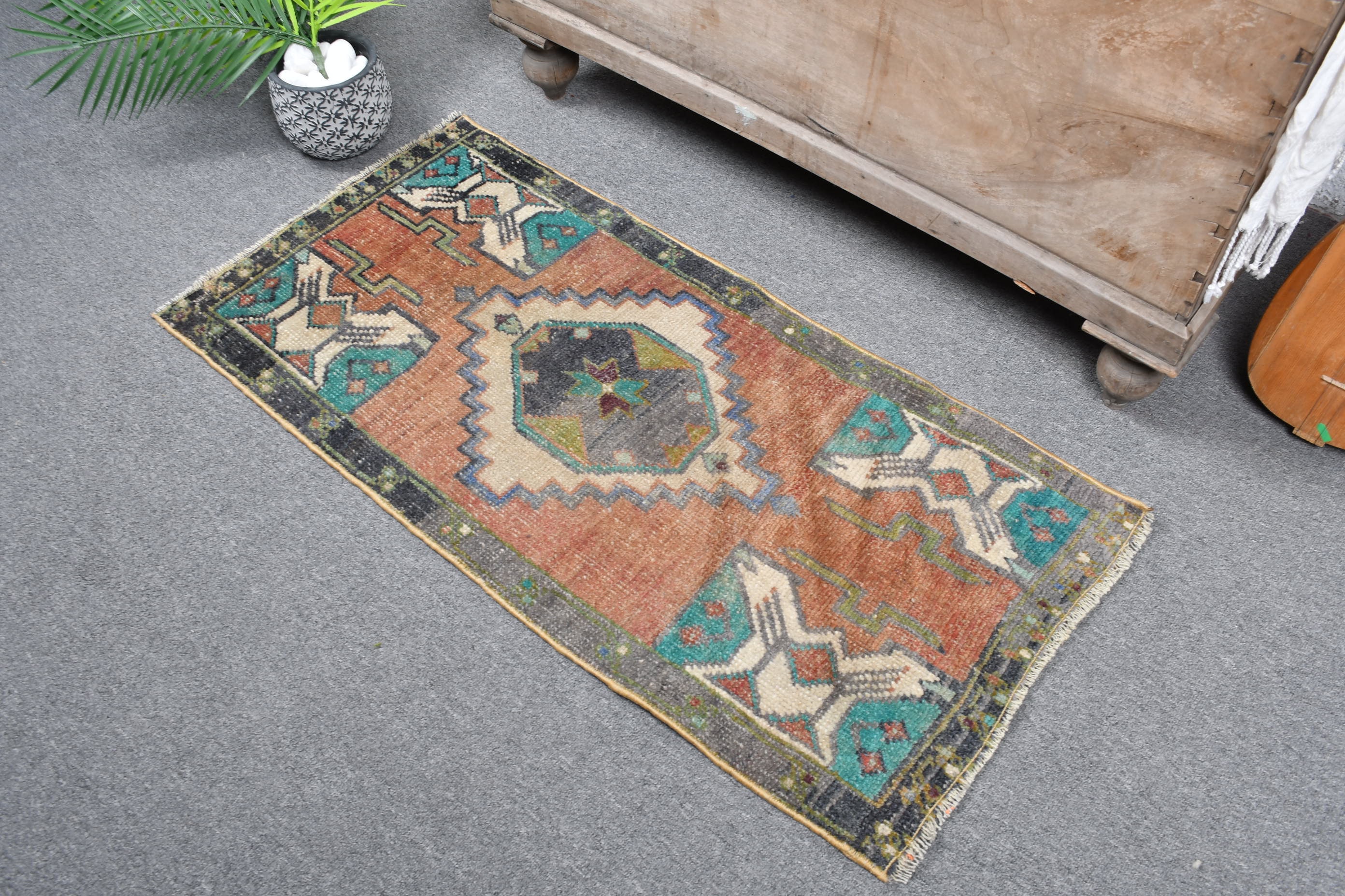 Vintage Rug, 1.7x3.5 ft Small Rug, Oriental Rugs, Turkish Rug, Kitchen