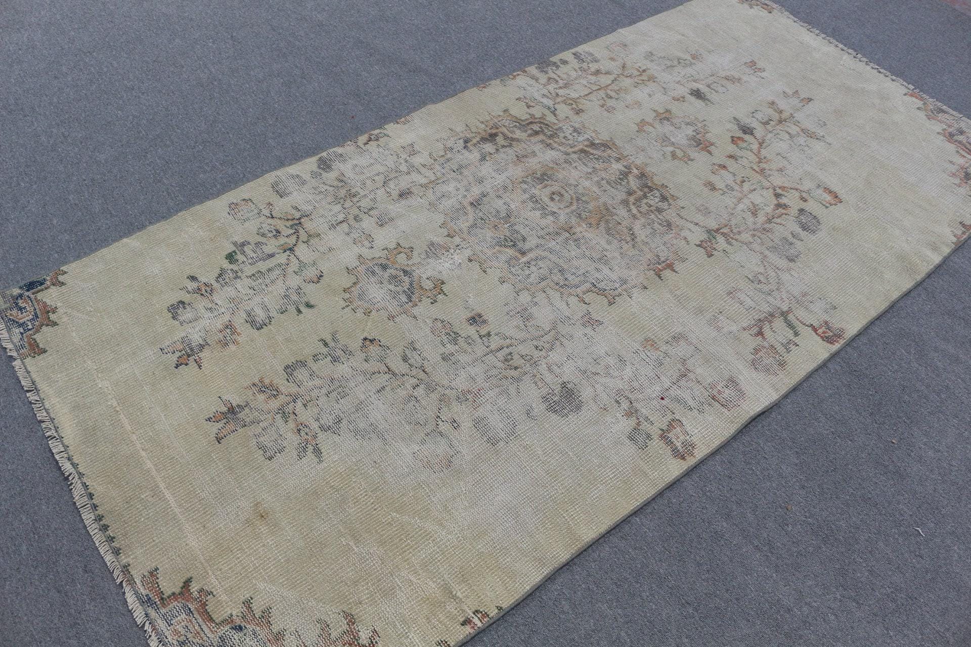 Turkish Rug 3,6×7,6 ft, Gray Blue Handmade Wool Vintage Rug